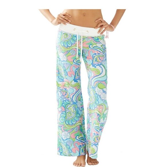 Lilly Pulitzer Beach Pant Linen Multi Conch Republic White XS x 27 - Picture 1 of 8